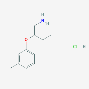 molecular formula C11H18ClNO B2555991 1-[(1-氨基丁-2-基)氧基]-3-甲苯甲酸盐 CAS No. 1384429-76-8