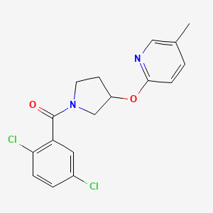 molecular formula C17H16Cl2N2O2 B2555992 (2,5-Dichlorophenyl)(3-((5-methylpyridin-2-yl)oxy)pyrrolidin-1-yl)methanone CAS No. 1903046-90-1