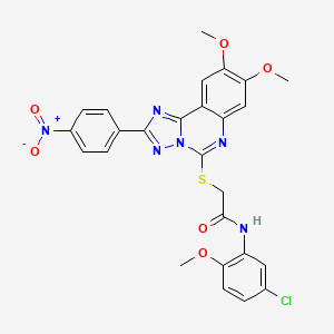 molecular formula C26H21ClN6O6S B2555999 N-(5-氯-2-甲氧基苯基)-2-((8,9-二甲氧基-2-(4-硝基苯基)-[1,2,4]三唑并[1,5-c]喹唑啉-5-基)硫代)乙酰胺 CAS No. 901736-55-8