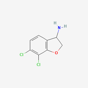 molecular formula C8H7Cl2NO B2556002 3-Benzofuranamine, 6,7-dichloro-2,3-dihydro- CAS No. 1153451-91-2