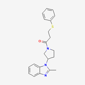 molecular formula C21H23N3OS B2556014 1-(3-(2-methyl-1H-benzo[d]imidazol-1-yl)pyrrolidin-1-yl)-3-(phenylthio)propan-1-one CAS No. 2034460-80-3