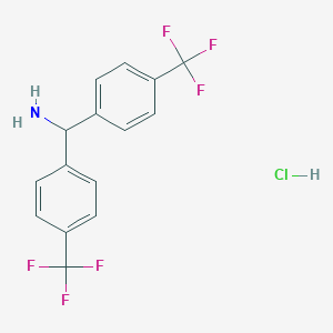 molecular formula C15H12ClF6N B2556015 Bis[4-(trifluoromethyl)phenyl]methanamine;hydrochloride CAS No. 2243521-30-2