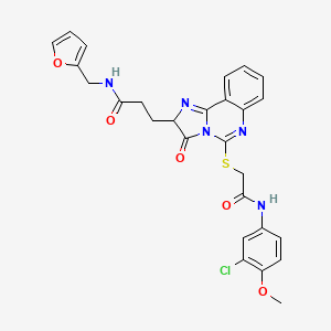 molecular formula C27H24ClN5O5S B2556023 3-[5-({[(3-chloro-4-methoxyphenyl)carbamoyl]methyl}sulfanyl)-3-oxo-2H,3H-imidazo[1,2-c]quinazolin-2-yl]-N-[(furan-2-yl)methyl]propanamide CAS No. 1104842-23-0