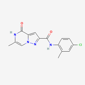 molecular formula C15H13ClN4O2 B2556028 N-(4-chloro-2-methylphenyl)-6-methyl-4-oxo-4,5-dihydropyrazolo[1,5-a]pyrazine-2-carboxamide CAS No. 2108725-07-9