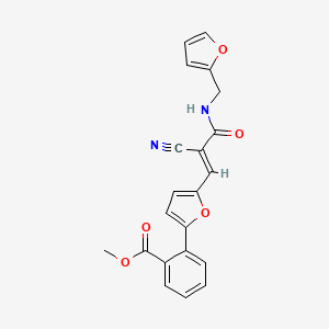 molecular formula C21H16N2O5 B2556029 (E)-2-(5-(2-氰基-3-((呋喃-2-基甲基)氨基)-3-氧代-1-烯-1-基)呋喃-2-基)苯甲酸甲酯 CAS No. 847178-41-0