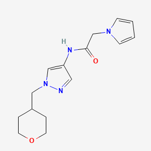 molecular formula C15H20N4O2 B2556036 2-(1H-pyrrol-1-yl)-N-(1-((tetrahydro-2H-pyran-4-yl)methyl)-1H-pyrazol-4-yl)acetamide CAS No. 1706270-07-6