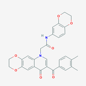 N-(2,3-DIHYDRO-1,4-BENZODIOXIN-6-YL)-2-[8-(3,4-DIMETHYLBENZOYL)-9-OXO-2H,3H,6H,9H-[1,4]DIOXINO[2,3-G]QUINOLIN-6-YL]ACETAMIDE