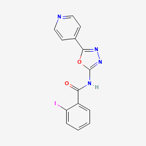 molecular formula C14H9IN4O2 B2556050 2-iodo-N-(5-pyridin-4-yl-1,3,4-oxadiazol-2-yl)benzamide CAS No. 887868-17-9