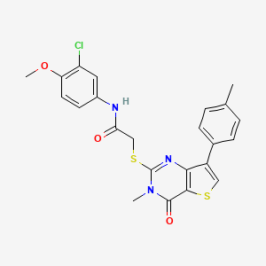 molecular formula C23H20ClN3O3S2 B2556059 N-(3-chloro-4-methoxyphenyl)-2-{[3-methyl-7-(4-methylphenyl)-4-oxo-3,4-dihydrothieno[3,2-d]pyrimidin-2-yl]thio}acetamide CAS No. 1111265-59-8