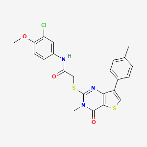 molecular formula C23H20ClN3O3S2 B2556059 N-(3-氯-4-甲氧基苯基)-2-{[3-甲基-7-(4-甲基苯基)-4-氧代-3,4-二氢噻吩[3,2-d]嘧啶-2-基]硫代}乙酰胺 CAS No. 1111265-59-8