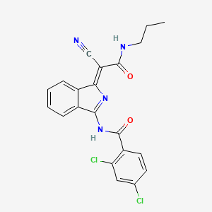 (Z)-2,4-dichloro-N-(1-(1-cyano-2-oxo-2-(propylamino)ethylidene)-1H-isoindol-3-yl)benzamide