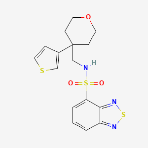 molecular formula C16H17N3O3S3 B2556070 N-{[4-(thiophen-3-yl)oxan-4-yl]methyl}-2,1,3-benzothiadiazole-4-sulfonamide CAS No. 2320725-89-9