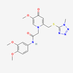 molecular formula C19H22N6O5S B2556079 N-(3,4-dimethoxyphenyl)-2-(5-methoxy-2-(((1-methyl-1H-tetrazol-5-yl)thio)methyl)-4-oxopyridin-1(4H)-yl)acetamide CAS No. 1005292-02-3