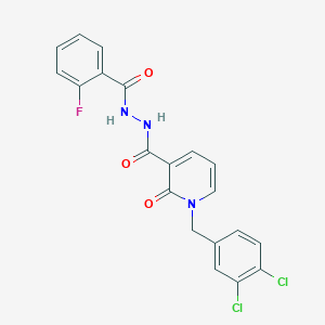 molecular formula C20H14Cl2FN3O3 B2556084 1-(3,4-dichlorobenzyl)-N'-(2-fluorobenzoyl)-2-oxo-1,2-dihydropyridine-3-carbohydrazide CAS No. 1105243-39-7