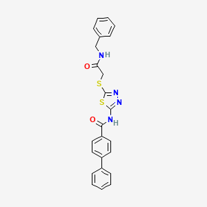 molecular formula C24H20N4O2S2 B2556089 N-(5-((2-(benzylamino)-2-oxoethyl)thio)-1,3,4-thiadiazol-2-yl)-[1,1'-biphenyl]-4-carboxamide CAS No. 868974-58-7