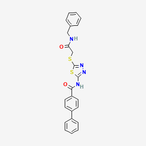 molecular formula C24H20N4O2S2 B2556089 N-(5-((2-(苯甲氨基)-2-氧代乙基)硫代)-1,3,4-噻二唑-2-基)-[1,1'-联苯]-4-甲酰胺 CAS No. 868974-58-7