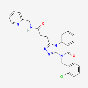 molecular formula C25H21ClN6O2 B2556097 3-[4-[(2-氯苯基)甲基]-5-氧代-[1,2,4]三唑并[4,3-a]喹唑啉-1-基]-N-(吡啶-2-基甲基)丙酰胺 CAS No. 902960-96-7