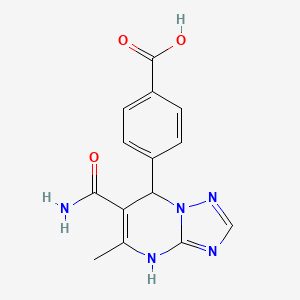 molecular formula C14H13N5O3 B2556106 4-(6-Carbamoyl-5-methyl-4,7-dihydro-[1,2,4]triazolo[1,5-a]pyrimidin-7-yl)benzoic acid CAS No. 879935-40-7