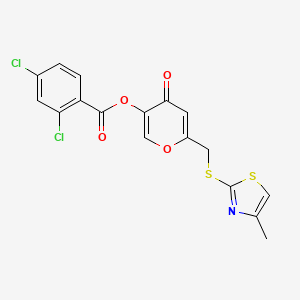 6-(((4-methylthiazol-2-yl)thio)methyl)-4-oxo-4H-pyran-3-yl 2,4-dichlorobenzoate