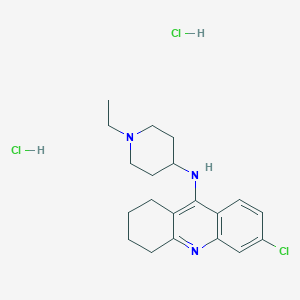 molecular formula C20H28Cl3N3 B2556118 6-氯-N-(1-乙基哌啶-4-基)-1,2,3,4-四氢吖啶-9-胺；二盐酸盐 CAS No. 2193061-31-1