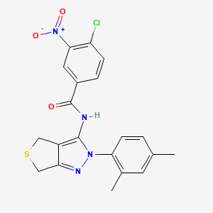 molecular formula C20H17ClN4O3S B2556130 4-chloro-N-[2-(2,4-dimethylphenyl)-4,6-dihydrothieno[3,4-c]pyrazol-3-yl]-3-nitrobenzamide CAS No. 396721-84-9