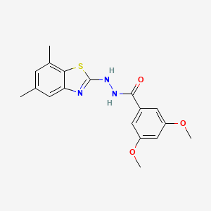 molecular formula C18H19N3O3S B2556134 N'-(5,7-二甲基-1,3-苯并噻唑-2-基)-3,5-二甲氧基苯甲酰肼 CAS No. 851987-50-3