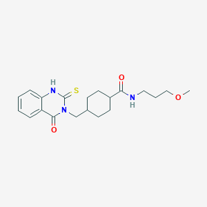 N-(3-methoxypropyl)-4-((4-oxo-2-thioxo-1,2-dihydroquinazolin-3(4H)-yl)methyl)cyclohexanecarboxamide