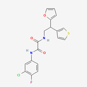 molecular formula C18H14ClFN2O3S B2556141 N'-(3-chloro-4-fluorophenyl)-N-[2-(furan-2-yl)-2-(thiophen-3-yl)ethyl]ethanediamide CAS No. 2097859-17-9