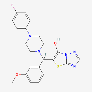 molecular formula C22H22FN5O2S B2556143 5-((4-(4-Fluorophenyl)piperazin-1-yl)(3-methoxyphenyl)methyl)thiazolo[3,2-b][1,2,4]triazol-6-ol CAS No. 868220-51-3