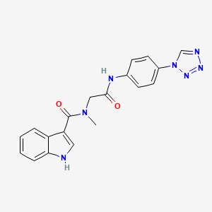 molecular formula C19H17N7O2 B2556145 N-(2-((4-(1H-tetrazol-1-yl)phenyl)amino)-2-oxoethyl)-N-methyl-1H-indole-3-carboxamide CAS No. 1251696-57-7