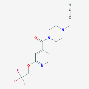 molecular formula C15H16F3N3O2 B2556147 1-(Prop-2-yn-1-yl)-4-[2-(2,2,2-trifluoroethoxy)pyridine-4-carbonyl]piperazine CAS No. 1445333-06-1