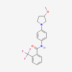 molecular formula C19H19F3N2O2 B2556150 N-(4-(3-methoxypyrrolidin-1-yl)phenyl)-2-(trifluoromethyl)benzamide CAS No. 1798036-82-4