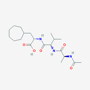 molecular formula C20H35N3O5 B2556168 (2S)-2-[[(2S)-2-[[(2S)-2-乙酰氨基丙酰基]氨基]-3-甲基丁酰基]氨基]-3-环庚基丙酸 CAS No. 2418593-86-7