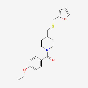 molecular formula C20H25NO3S B2556186 (4-Ethoxyphenyl)(4-(((furan-2-ylmethyl)thio)methyl)piperidin-1-yl)methanone CAS No. 1396875-29-8