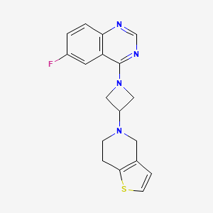molecular formula C18H17FN4S B2556195 5-[1-(6-Fluoroquinazolin-4-yl)azetidin-3-yl]-6,7-dihydro-4H-thieno[3,2-c]pyridine CAS No. 2379975-92-3