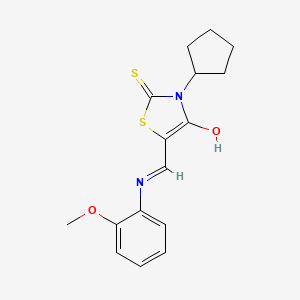 (Z)-3-cyclopentyl-5-(((2-methoxyphenyl)amino)methylene)-2-thioxothiazolidin-4-one