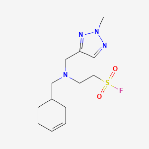 molecular formula C13H21FN4O2S B2556263 2-[Cyclohex-3-en-1-ylmethyl-[(2-methyltriazol-4-yl)methyl]amino]ethanesulfonyl fluoride CAS No. 2411275-38-0