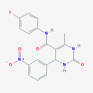 molecular formula C18H15FN4O4 B2556267 N-(4-氟苯基)-6-甲基-4-(3-硝基苯基)-2-氧代-1,2,3,4-四氢嘧啶-5-甲酰胺 CAS No. 537678-50-5