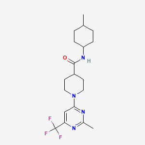 molecular formula C19H27F3N4O B2556271 1-[2-メチル-6-(トリフルオロメチル)ピリミジン-4-イル]-N-(4-メチルシクロヘキシル)ピペリジン-4-カルボキサミド CAS No. 1775385-49-3