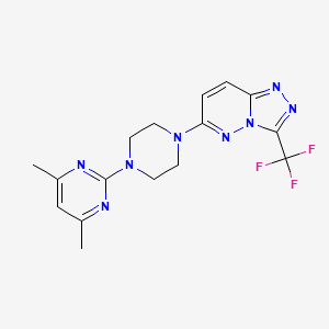 molecular formula C16H17F3N8 B2556272 6-[4-(4,6-Dimethylpyrimidin-2-yl)piperazin-1-yl]-3-(trifluoromethyl)-[1,2,4]triazolo[4,3-b]pyridazine CAS No. 2380084-01-3