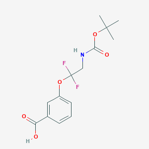 molecular formula C14H17F2NO5 B2556275 3-[1,1-二氟-2-[(2-甲基丙烷-2-基)氧羰基氨基]乙氧基]苯甲酸 CAS No. 2445786-91-2