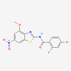 molecular formula C15H9BrFN3O4S B2556280 4-bromo-2-fluoro-N-(4-methoxy-6-nitro-1,3-benzothiazol-2-yl)benzamide CAS No. 330677-53-7