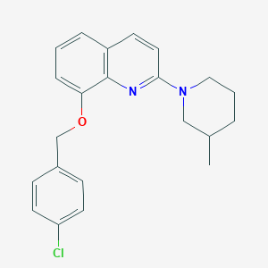 molecular formula C22H23ClN2O B2556283 8-((4-Chlorobenzyl)oxy)-2-(3-methylpiperidin-1-yl)quinoline CAS No. 921855-15-4