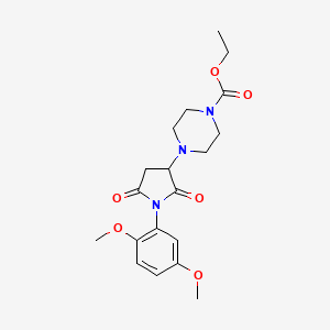 molecular formula C19H25N3O6 B2556285 Ethyl 4-[1-(2,5-dimethoxyphenyl)-2,5-dioxopyrrolidin-3-yl]piperazine-1-carboxylate CAS No. 857494-14-5