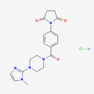 molecular formula C19H22ClN5O3 B2556289 1-(4-(4-(1-methyl-1H-imidazol-2-yl)piperazine-1-carbonyl)phenyl)pyrrolidine-2,5-dione hydrochloride CAS No. 1323589-17-8