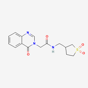 molecular formula C15H17N3O4S B2556299 N-((1,1-二氧化四氢噻吩-3-基)甲基)-2-(4-氧代喹唑啉-3(4H)-基)乙酰胺 CAS No. 1219905-51-7