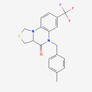 molecular formula C19H17F3N2OS B2556306 5-(4-methylbenzyl)-7-(trifluoromethyl)-3,3a-dihydro[1,3]thiazolo[3,4-a]quinoxalin-4(5H)-one CAS No. 1024019-81-5