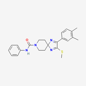 molecular formula C23H26N4OS B2556307 2-(3,4-二甲苯基)-3-(甲硫基)-N-苯基-1,4,8-三氮杂螺[4.5]癸-1,3-二烯-8-甲酰胺 CAS No. 894878-58-1