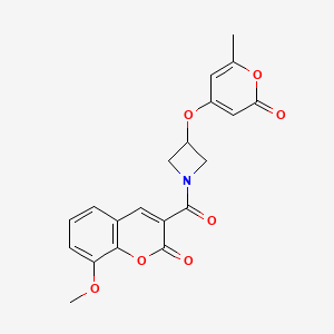 molecular formula C20H17NO7 B2556312 8-甲氧基-3-(3-((6-甲基-2-氧代-2H-吡喃-4-基)氧代)氮杂环丁-1-羰基)-2H-色烯-2-酮 CAS No. 2034426-31-6
