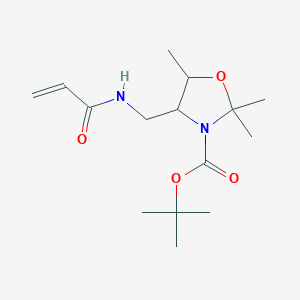 molecular formula C15H26N2O4 B2556328 Tert-butyl 2,2,5-trimethyl-4-[(prop-2-enoylamino)methyl]-1,3-oxazolidine-3-carboxylate CAS No. 2411293-60-0